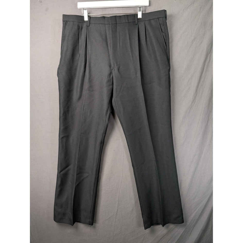 Haband Executive Division Mens Pleated Dress Pants Black 42x31 Polyester